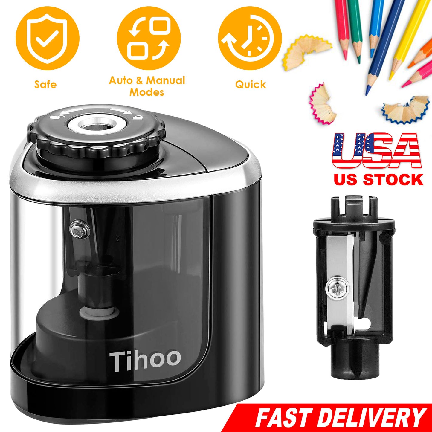 Electric Pencil Sharpener Auto Manual Pencil Sharpener Pencil Sharpener Battery Powered Pencil Sharpener Portable Pencil Sharpener for Wood Graphite