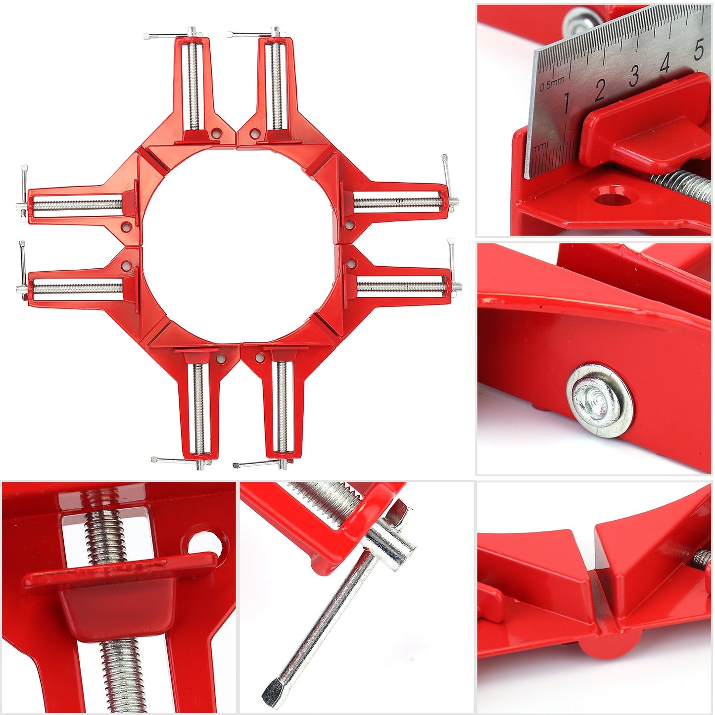 4Pcs 90 Degree Right Angle Corner Clamps Aluminum Alloy Miter Corner Clamp Woodworking Glass Frame Clamp for Picture Frame Holder Glass Holder DIY Woo