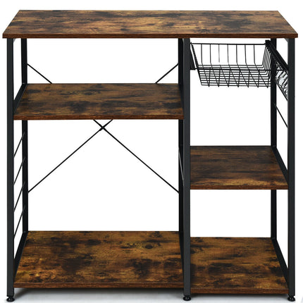 Industrial Kitchen Baker's Rack Microwave Shelf with 6 Hooks