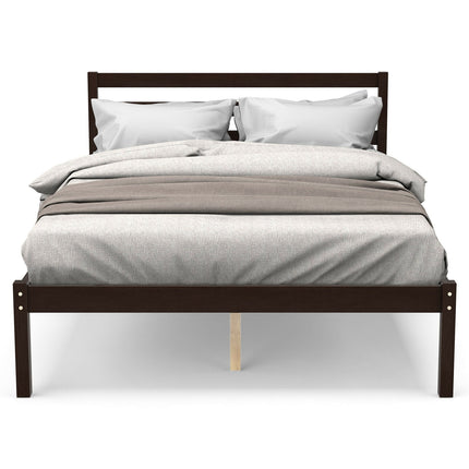 Full Size Bed frame Foundation with Solid Wooden Slat Suppor
