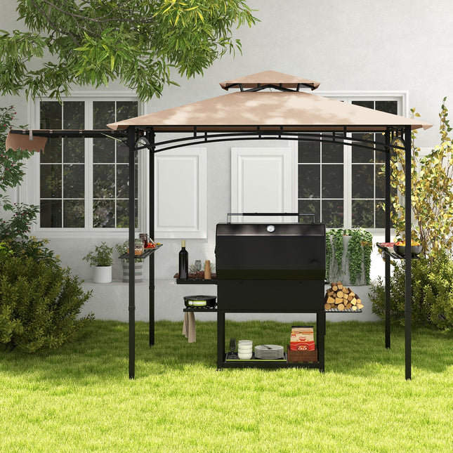 11 x 5 FT Grill Gazebo with Side Awning and Double-Tiered Top