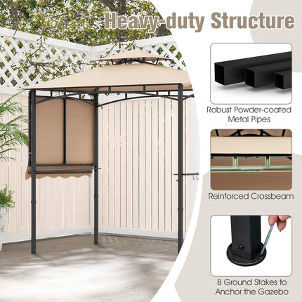 11 x 5 FT Grill Gazebo with Side Awning and Double-Tiered Top