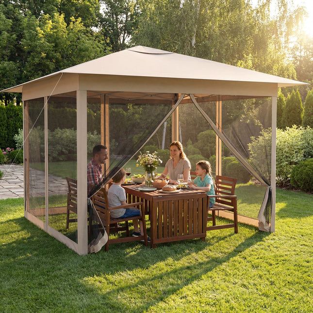 11.5 x 11.5 FT Pop-up Canopy Instant One-Person Setup with Mesh Screen Netting
