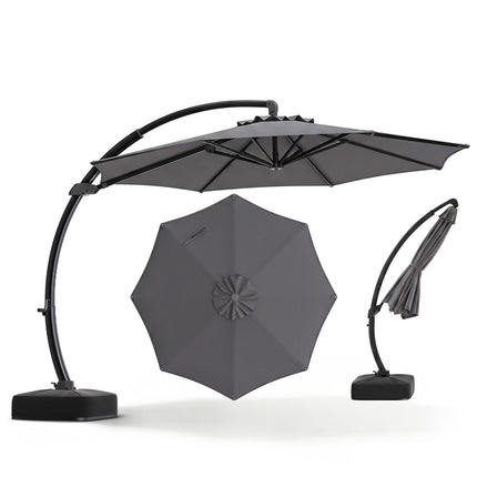 11 FT Cantilever Patio Umbrella with Base and 360° Rotation