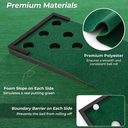 11 FT Indoor Outdoor Putting Green Mat with 2 Adjustable Putters and 6 Balls