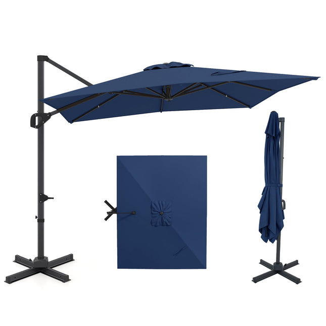 11 x 9 FT Cantilever Patio Umbrella with 360° Rotation and Easy Tilt Adjustment
