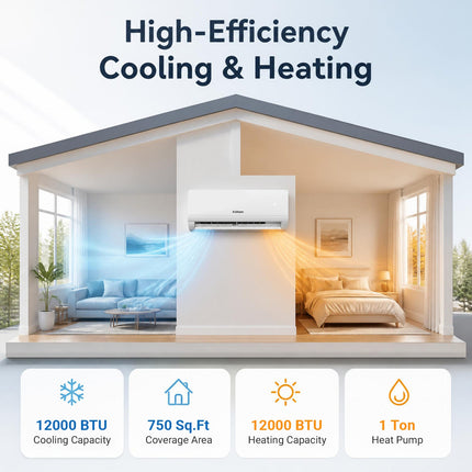 12000 BTU Mini Split Air Conditioner & Heater with WiFi