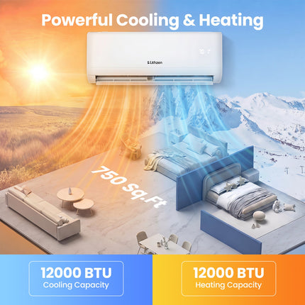 12000 BTU Mini Split Air Conditioner & Heater with WiFi