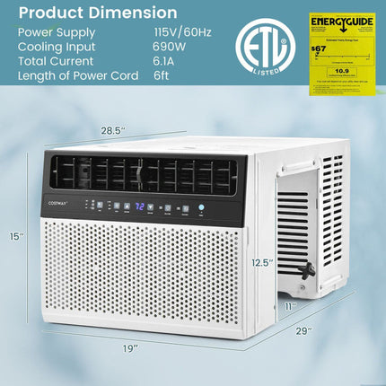 Window Air Conditione with Handy Remote and LED Control Panel