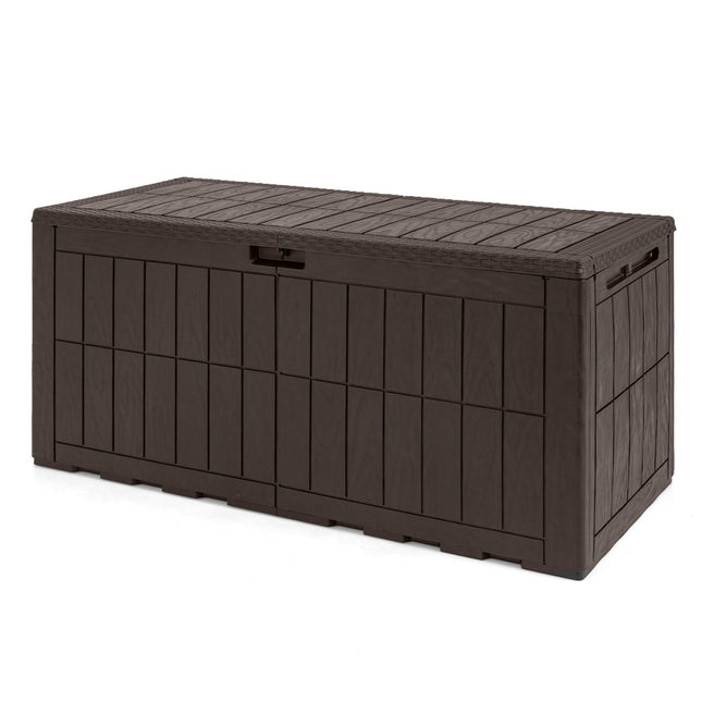 120 Gal Outdoor Deck Box with Lid and Handles for Garden Tools