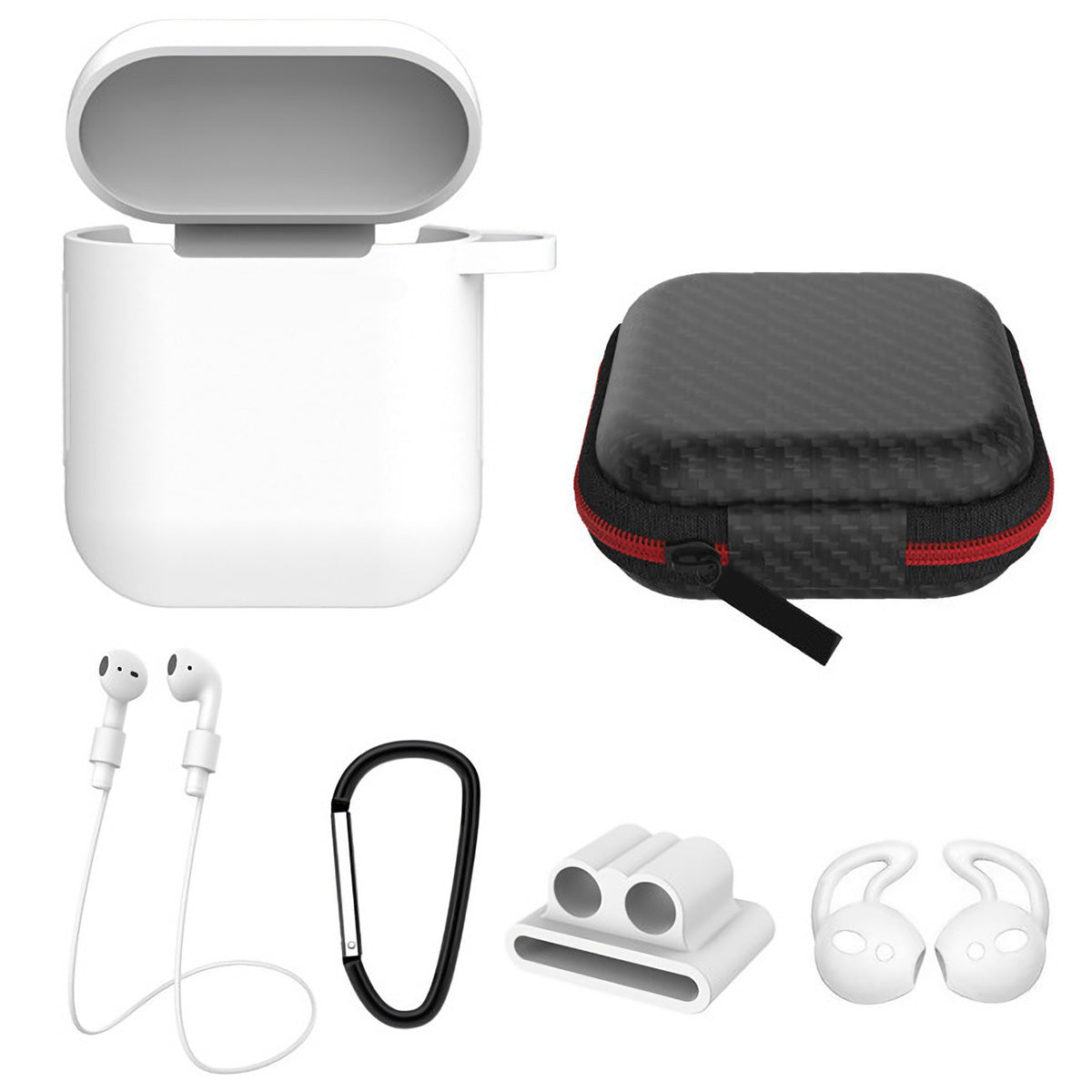 Silicone Case for Apple AirPod 1 2 AirPods Protective Cover Skin w/Strap Ear Hooks Watch Band Holder