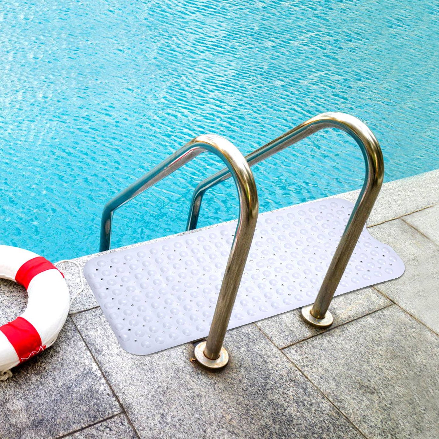 Bath Tub Mat Non-Slip Shower Mat BPA-Free Massage Anti-Bacterial with Suction Cups Washable for Bathroom Kitchen Pool