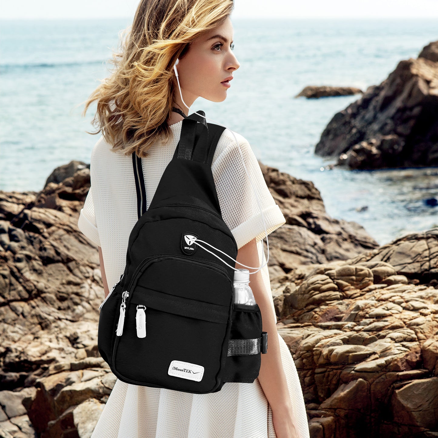 Unisex Sling Backpack Nylon Chest Shoulder Crossbody Bag Travel Sports Cycle Knapsack