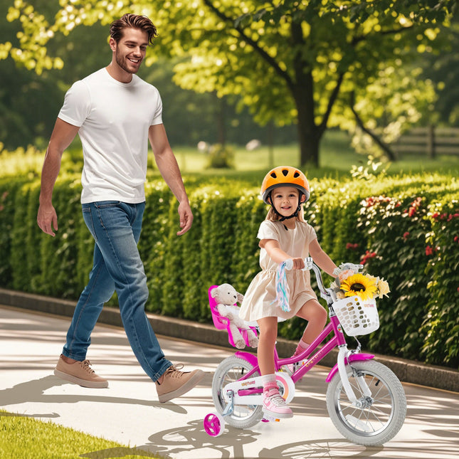 Kids Bike 12 Inch with Training Wheels and 2 Brake System for 3