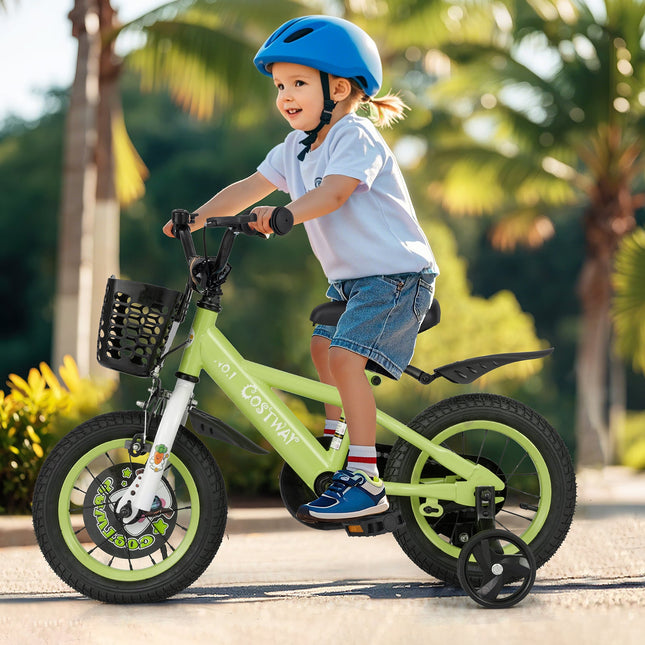 14 Inch Kids Bike Adjustable with Detachable Training Wheels for 3-5 Years Old-14 inches