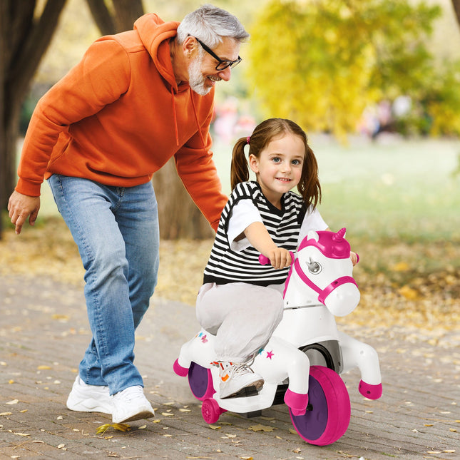 12V Unicorn Ride on Toy with Training Wheels and Horse Riding Mode