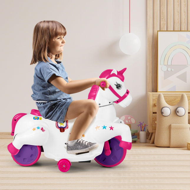 12V Unicorn Ride on Toy with Training Wheels and Horse Riding Mode