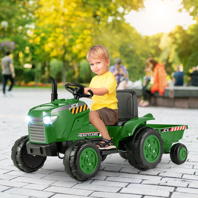 12V Kids Ride On Tractor with Trailer and Remote Control