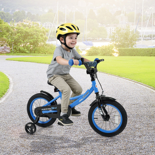 12/14/16/18 Inches Kids Bike with Removable Training Wheels and Adjustable Seatfor 3-8 Years Old Navy