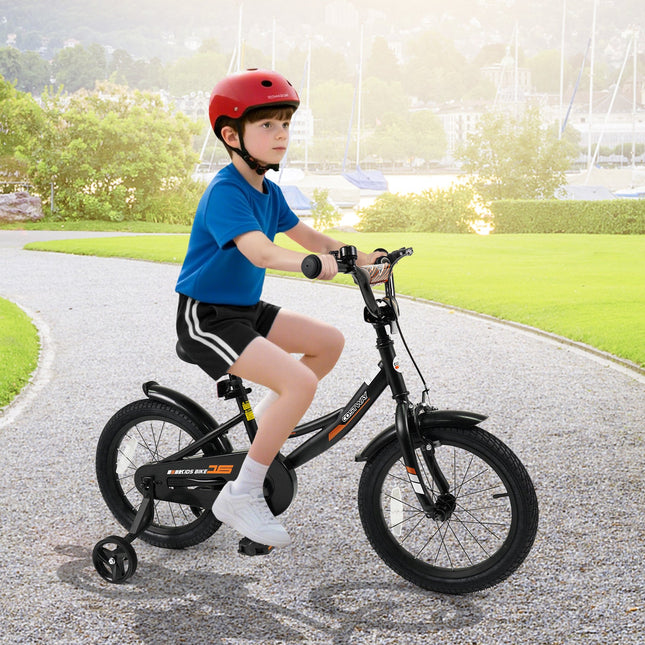 12/14/16/18 Inches Kids Bike with Removable Training Wheels and Adjustable Seatfor 3-8 Years Old Black
