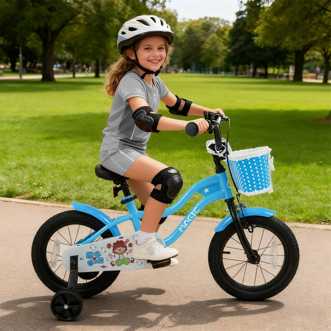 12/14/16 Inch Kids Bike with Training Wheels and Basket Navy Color
