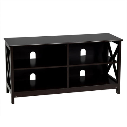 Wooden TV Stand Entertainment for TVs up to 55 Inch with X-Shaped Frame
