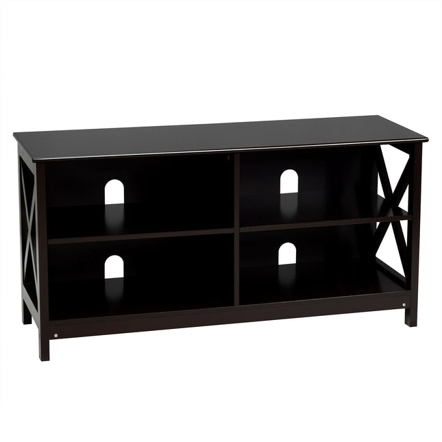 Wooden TV Stand Entertainment for TVs up to 55 Inch with X-Shaped Frame