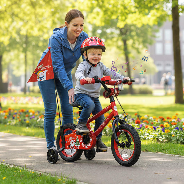 Kids Bike 12-18 Inch with Training Wheels & Christmas Music