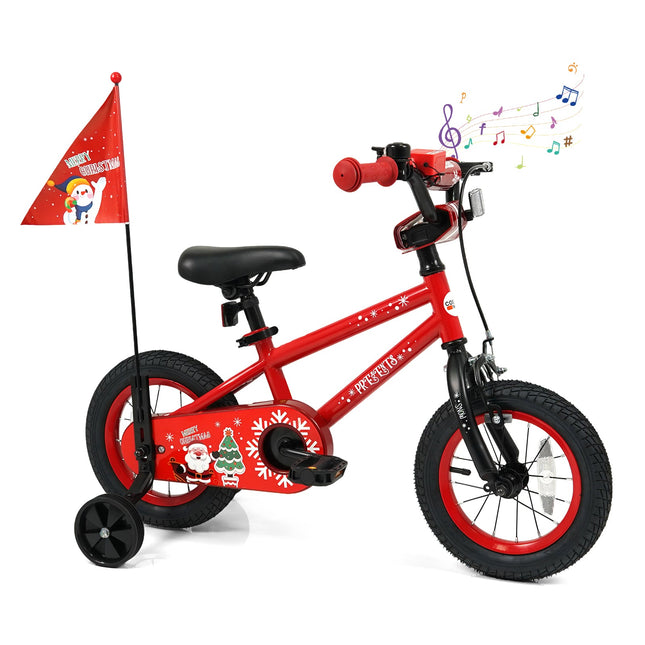 Kids Bike 12-18 Inch with Training Wheels & Christmas Music