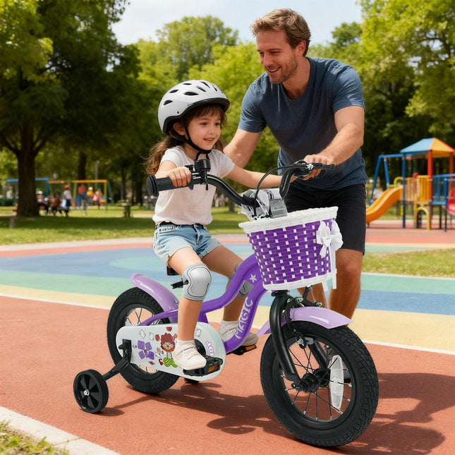 Kids Bike with Training Wheels 12-18 Inch - Purple