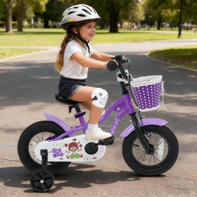 Kids Bike with Training Wheels 12-18 Inch - Purple