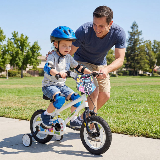Kids Bike with Training Wheels 12-18 Inch White