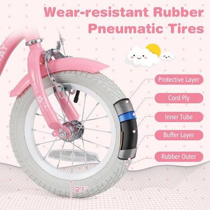 14 Inch Kids Bike with Training Wheels and Basket for Boys Girls 3-5 Years Old-14 inches