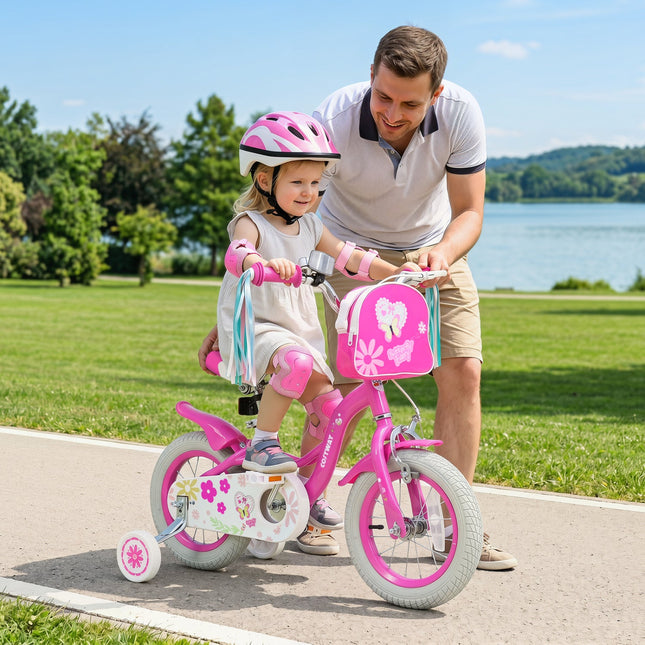 Girls Bike 12-18 Inch with Training Wheels and Front Bag