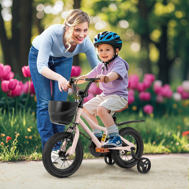 14 Inches Kids Bike with Basket and Adjustable Handlebar for 3-5 Years Old