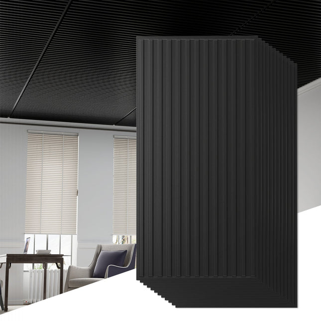 12-Pack PVC Slat Wall Panels for Interior Wall Decoration for Living Room and TV Background