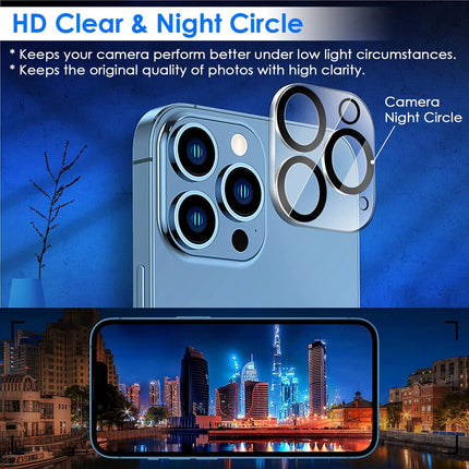 2Pcs HD Clear Screen Protectors 2Pcs Camera Len Protectors Tempered Glass Film Full Coverage Screen Protector Set Fit for IOS Phone 14/14Plus/14Pro/14