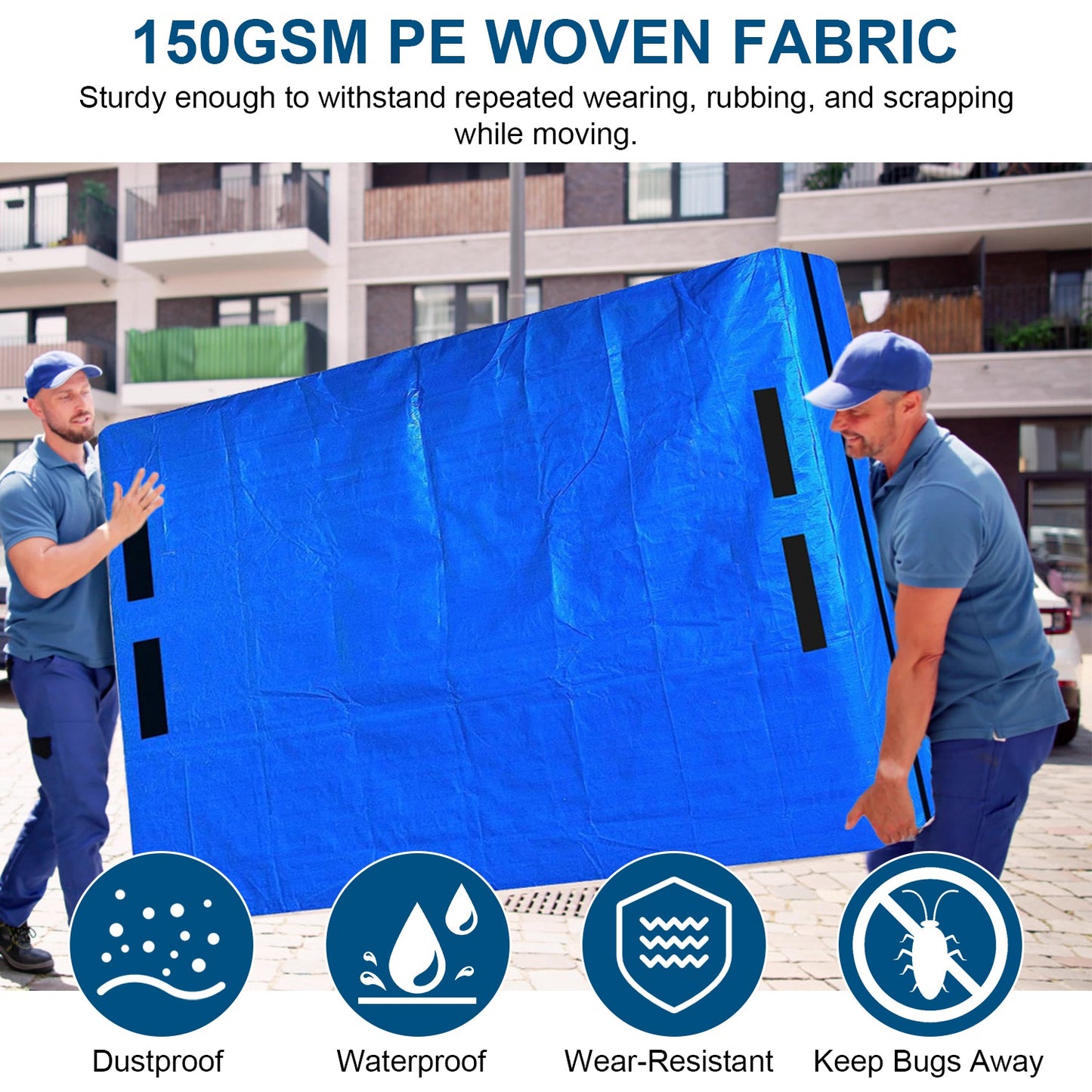 Reusable Mattress Bag for Moving Storage Waterproof Mattress Cover with Strong Wide Opening Zipper Strap Handles Mattress Protector Moving Supplies