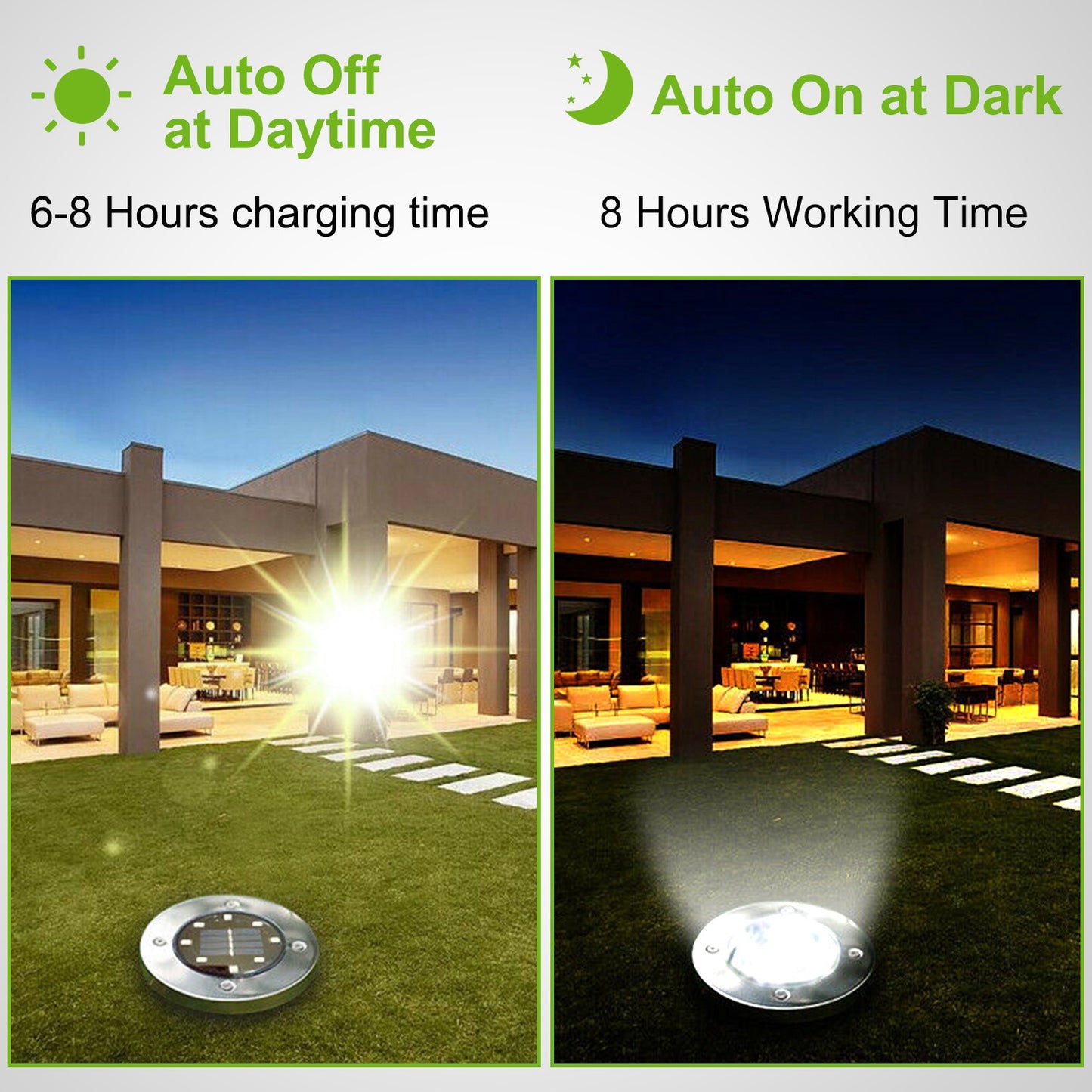 4Pcs Solar Powered Ground Light Outdoor IP65 Waterproof Buried In-Ground Lamp Decorative Path Deck Lawn Patio Lamp