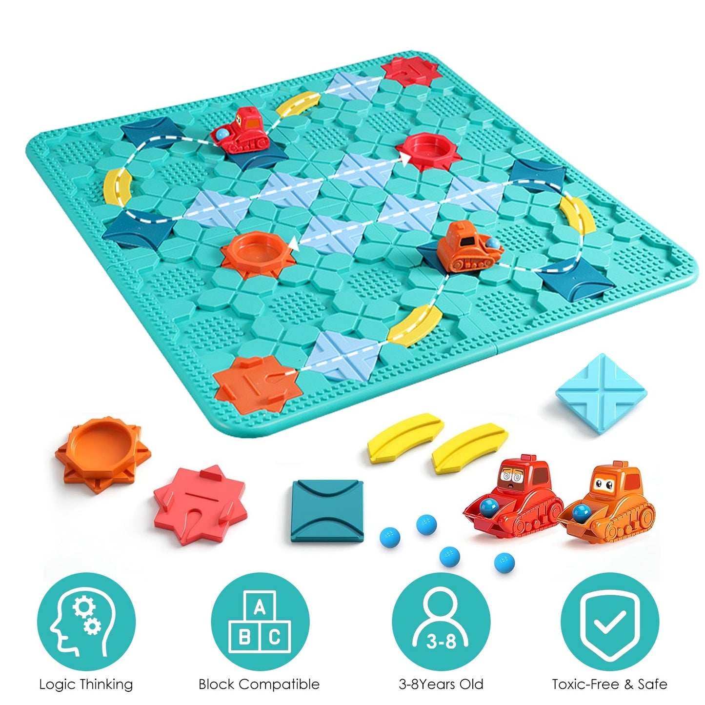 Kids Logical Road Builder Toy Brain Teasers Puzzles Montessori Toys Preschool Educational Learning Toys Puzzle STEM Board Game For 3-8 Years Old Boys