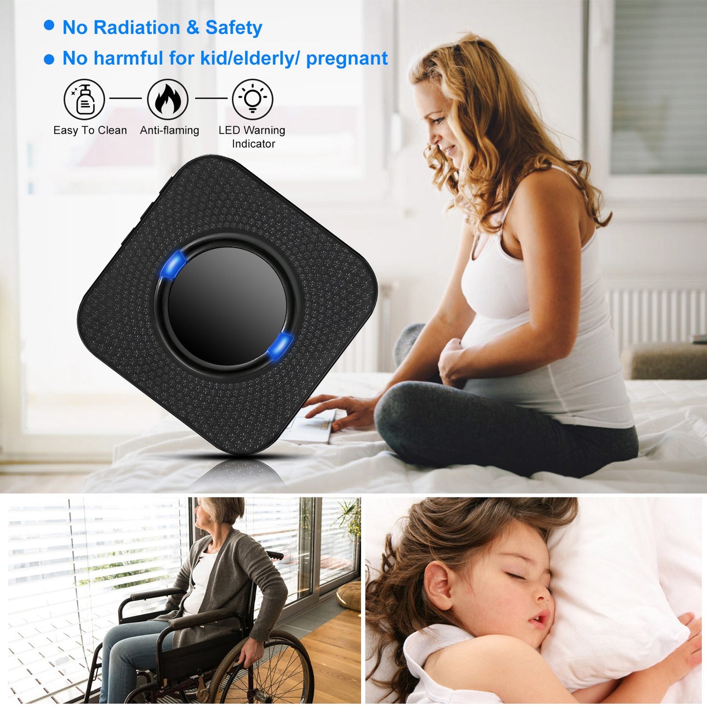 Wireless Doorbells Bells IP55 Waterproof 984ft Cordless Doorbell Chimes 55 Chimes W/ 2 Plug Receivers for Office Apartment House