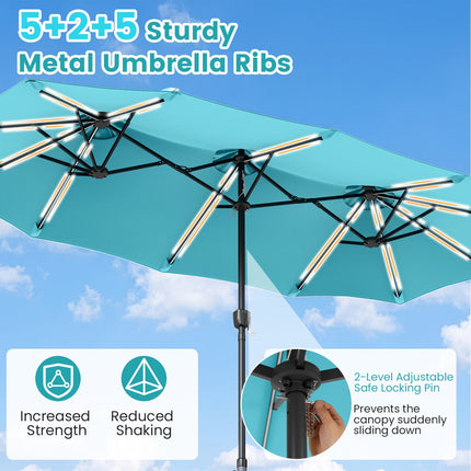 13 FT Double-Sided Patio Umbrella with 108 LED Lights & Base