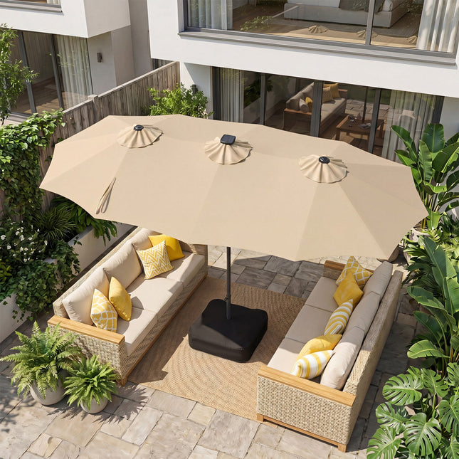 13 FT Double-Sided Patio Umbrella with 108 LED Lights & Base