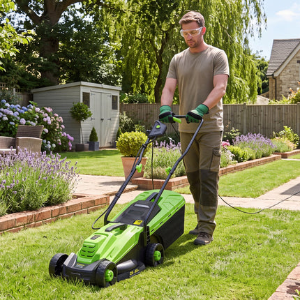 13-Inch Corded Electric Lawn Mower with 3-Position Height Adjustment