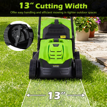 13-Inch Corded Electric Lawn Mower with 3-Position Height Adjustment