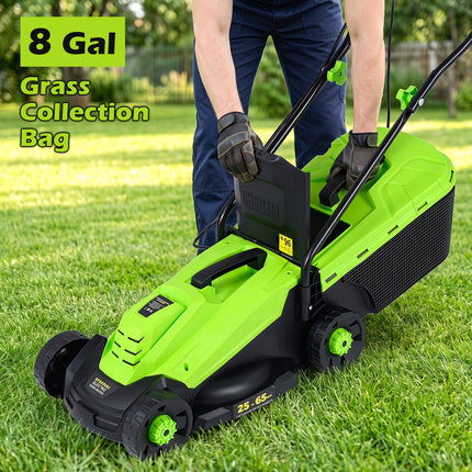 13-Inch Corded Electric Lawn Mower with 3-Position Height Adjustment