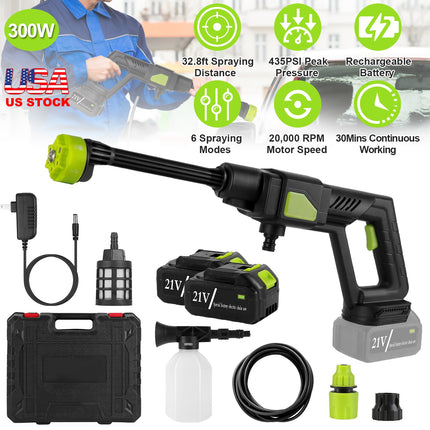 Cordless Pressure Washer Portable Electric Power Washer High Pressure Water Sprayer 435PSI Car Washer Cleaner with 6-in-1 Nozzle Foam Bottle Filter 15