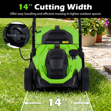 14-Inch Corded Electric Lawn Mower with 5-Position Height Adjust