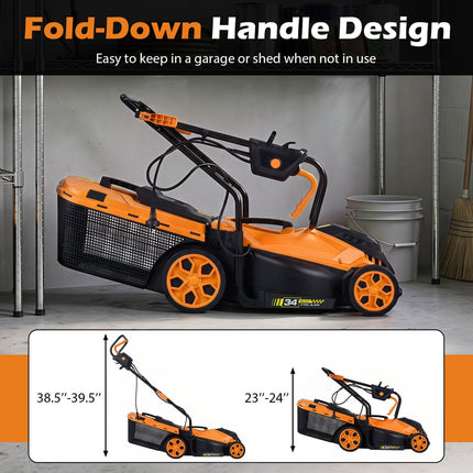 14-Inch Corded Electric Lawn Mower with 5-Position Height Adjust