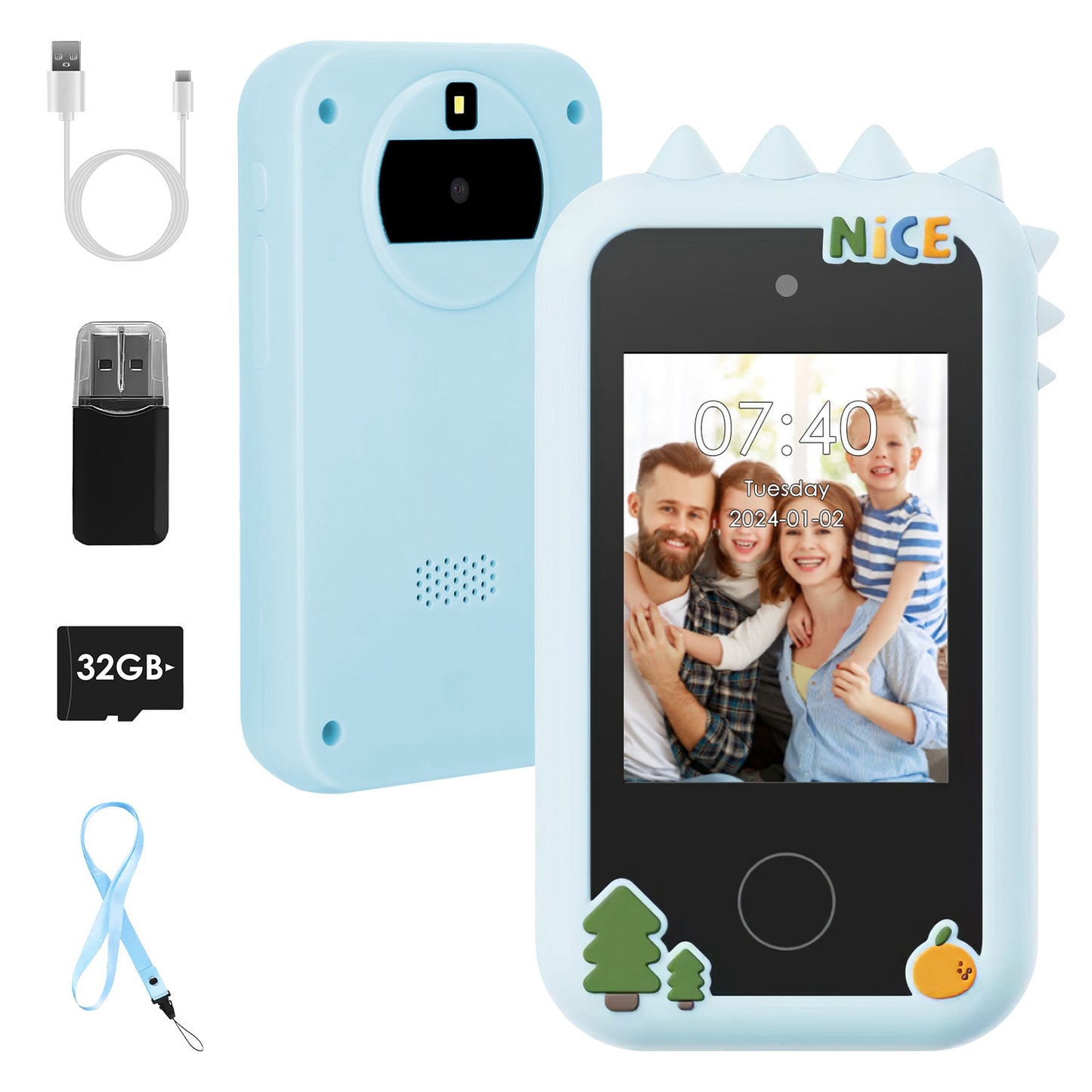 Kids Toy Smartphone Dual Camera Phone Touchscreen Learning Toy with Shockproof Cartoon Case Torch 16 Games ABC Learning for Boys Girls Aged 3+